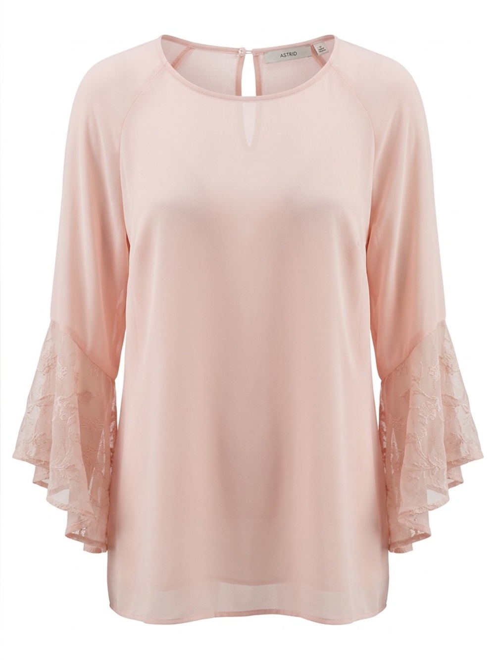 Sejour Blush Pink Lace-Sleeve Women's Blouse #174